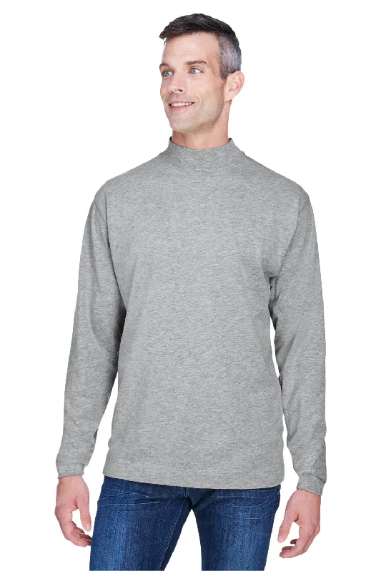Savings Spectacular Devon & Jones Mens Sueded Jersey Long Sleeve Mock Neck T-Shirt - Heather Grey