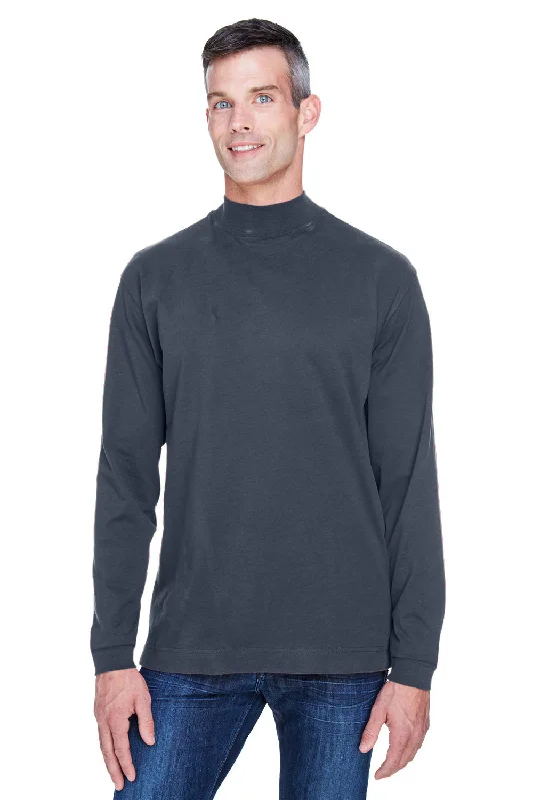 Price Smash Devon & Jones Mens Sueded Jersey Long Sleeve Mock Neck T-Shirt - Navy Blue