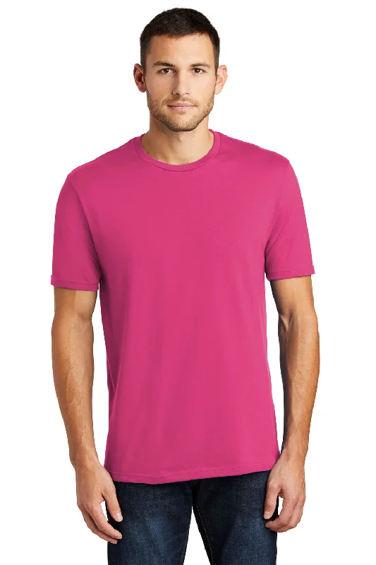 Weekend Shopping Made Better District Mens Perfect Weight Short Sleeve Crewneck T-Shirt - Dark Fuchsia Pink