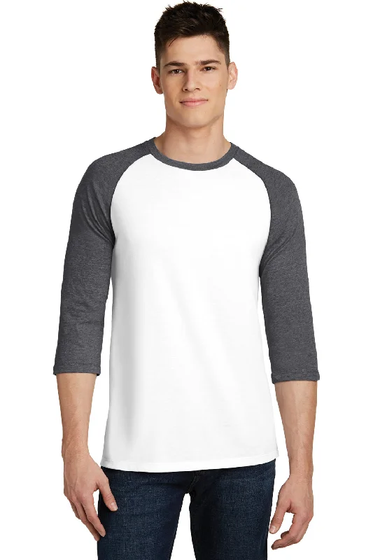 Flash Sale District Mens Very Important 3/4 Sleeve Crewneck T-Shirt - White/Heather Charcoal Grey Flash Sale District Mens Very Important 3/4 Sleeve Crewneck T-Shirt - White/Heather Charcoal Grey