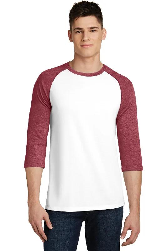 Instant Savings District Mens Very Important 3/4 Sleeve Crewneck T-Shirt - White/Heather Red Instant Savings District Mens Very Important 3/4 Sleeve Crewneck T-Shirt - White/Heather Red