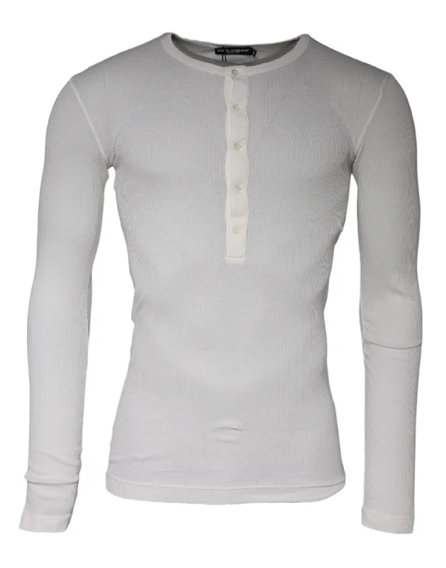 New Markdowns Dolce & Gabbana  Cotton Buttoned Long Sleeves Men's T-shirt
