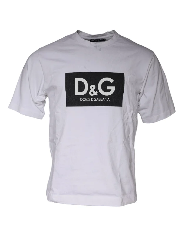 Flash Sale Dolce & Gabbana  Logo Print Cotton Crew Neck Men's T-shirt (Pre-Owned)