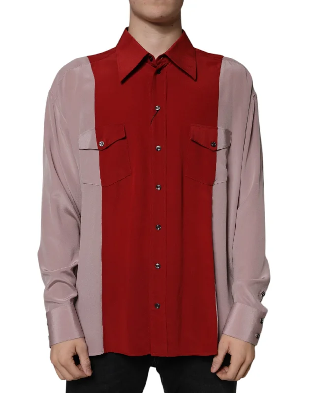 Unbeatable Deal Dolce & Gabbana  pink Silk Colla Button Down Men's Shirt