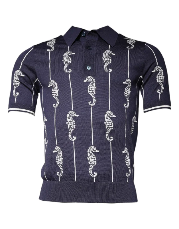 New Arrival Dolce & Gabbana   Sea Horse Colla Polo Men's T-shirt (Pre-Owned)