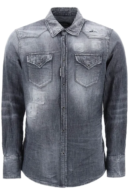 Online Only Dsqua2 Men's blue Western Shirt