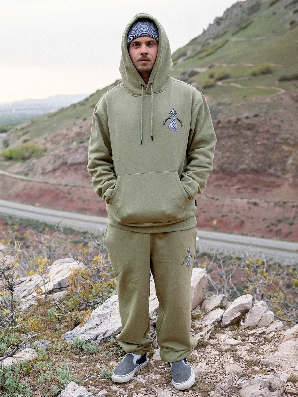 Weekend Specials to Delight Earth Tripper Elastic Waist Fleece Pants - Thyme Green