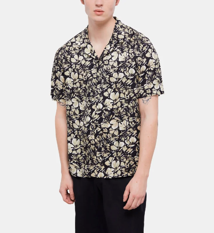 Shop and Save Floral Hawaiian Collar Shirt