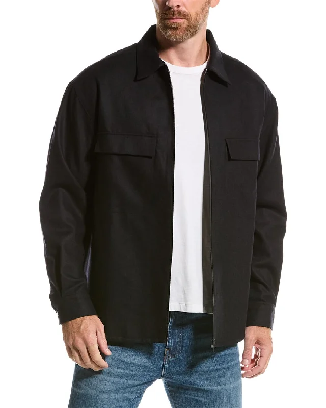 Weekend Deals to Make You Smile FRAME Denim Modern Flannel Zip Wool-Blend Shirt