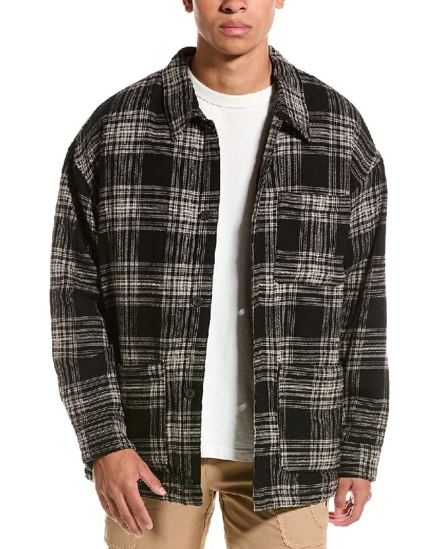 Buy Now FRAME Denim Padded Check Wool-Blend Overshirt