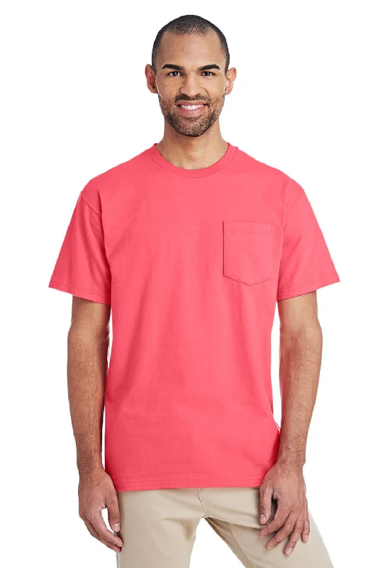 Weekend Deals That Wow Gildan Mens Hammer Short Sleeve Crewneck T-Shirt w/ Pocket - Coral Silk - Closeout Weekend Deals That Wow Gildan Mens Hammer Short Sleeve Crewneck T-Shirt w/ Pocket - Coral Silk - Closeout