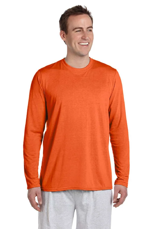 Weekend Shopping Extravaganza Gildan Mens Performance Jersey Moisture Wicking Long Sleeve Crewneck T-Shirt - Orange - Closeout Weekend Shopping Extravaganza Gildan Mens Performance Jersey Moisture Wicking Long Sleeve Crewneck T-Shirt - Orange - Closeout