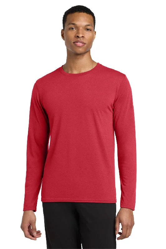 Super Sale Gildan Mens Performance Jersey Moisture Wicking Long Sleeve Crewneck T-Shirt - Red