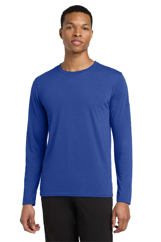 Deal Zone Gildan Mens Performance Jersey Moisture Wicking Long Sleeve Crewneck T-Shirt - Royal Blue