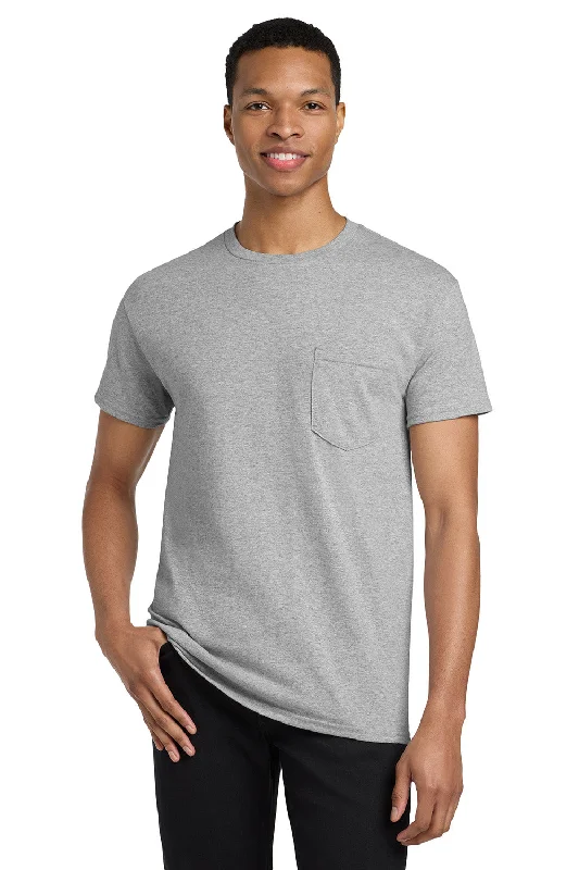 Shop and Save Gildan Mens Short Sleeve Crewneck T-Shirt w/ Pocket - Sport Grey