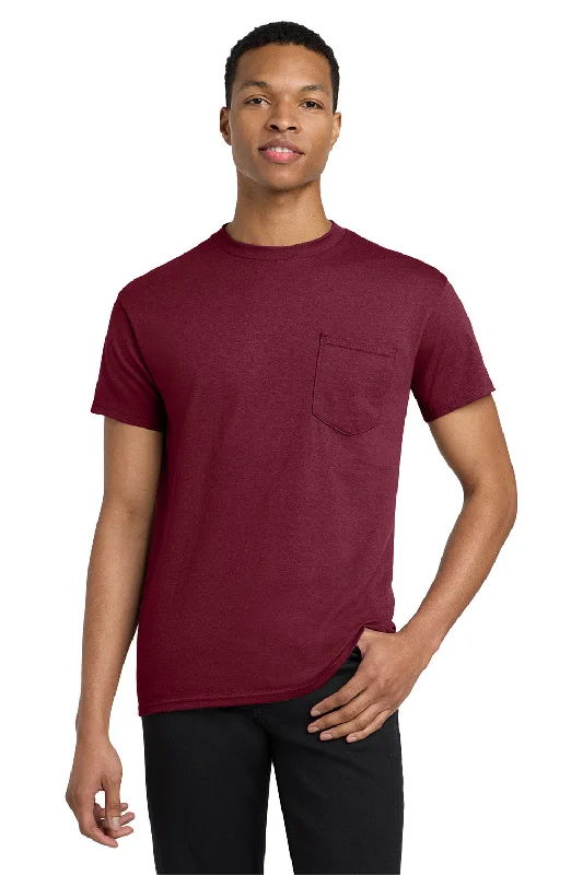 Online Only Gildan Mens Short Sleeve Crewneck T-Shirt w/ Pocket - Maroon