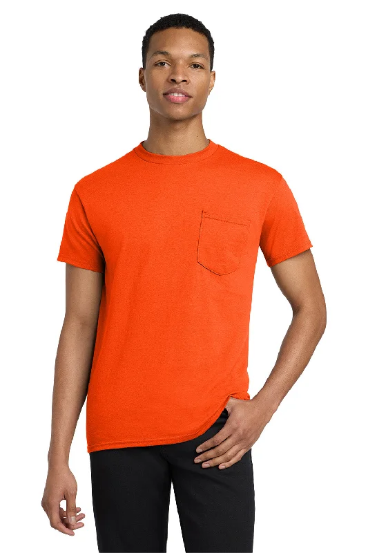 Massive Deals Gildan Mens Short Sleeve Crewneck T-Shirt w/ Pocket - Orange