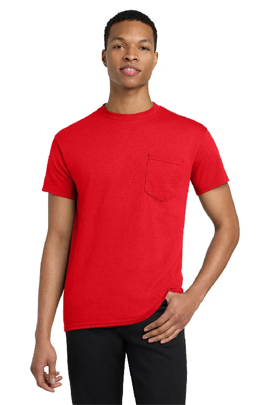 Limited Availability Gildan Mens Short Sleeve Crewneck T-Shirt w/ Pocket - Red