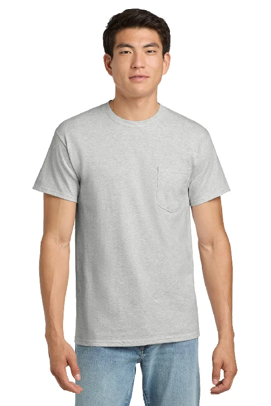 Lowest Price Gildan Mens Ultra Short Sleeve Crewneck T-Shirt w/ Pocket - Ash Grey
