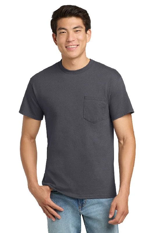Hurry In Gildan Mens Ultra Short Sleeve Crewneck T-Shirt w/ Pocket - Charcoal Grey