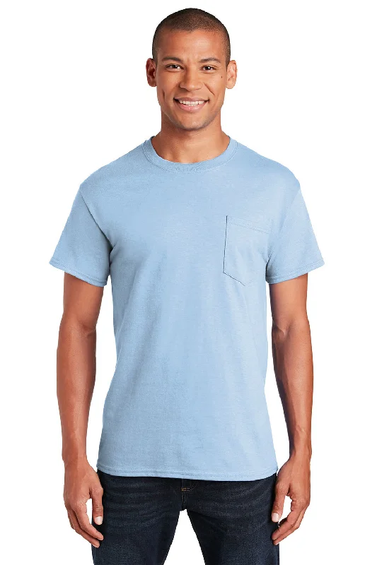 Great Deals Gildan Mens Ultra Short Sleeve Crewneck T-Shirt w/ Pocket - Light Blue - Closeout