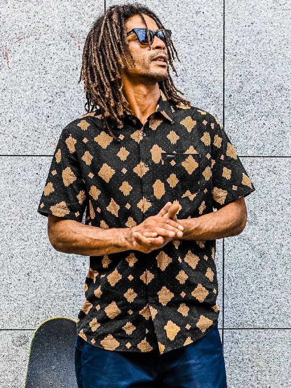 New Markdowns Grit Mandala Short Sleeve Shirt - New Black