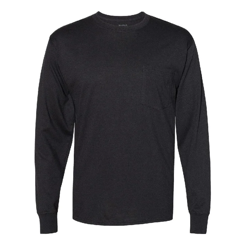 Deep Discounts Hanes Workwear Long Sleeve Pocket T-Shirt