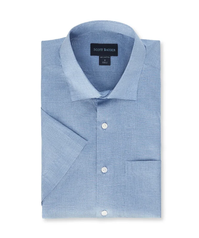 Online Exclusive Heathered Chambray Short Sleeve, Dusk