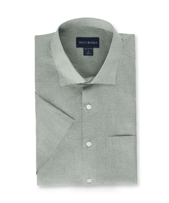 Weekend Offers That Shine Heathered Chambray Short Sleeve, Sage