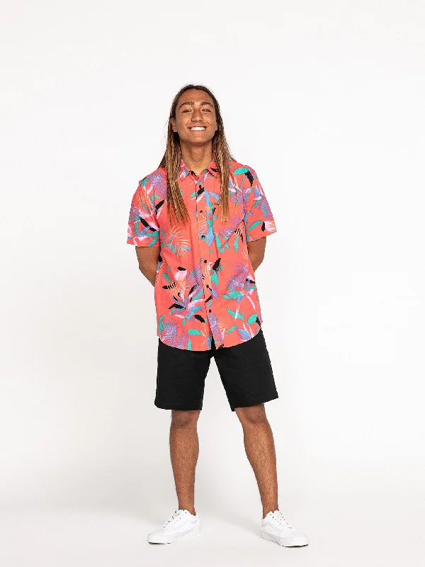 Online Exclusive Leaf Spray Short Sleeve Shirt - Lava Rock Red