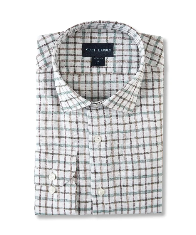 Weekend Shopping Made Better Linen Stretch Tattersall, Sage