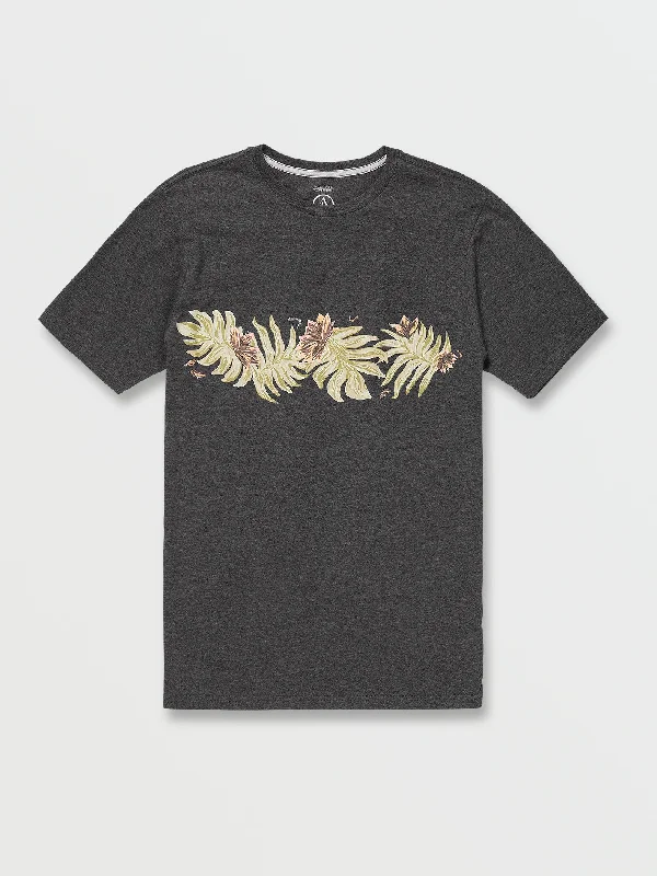 Deal Frenzy Marble Floral Short Sleeve Tee - Dark Black Heather