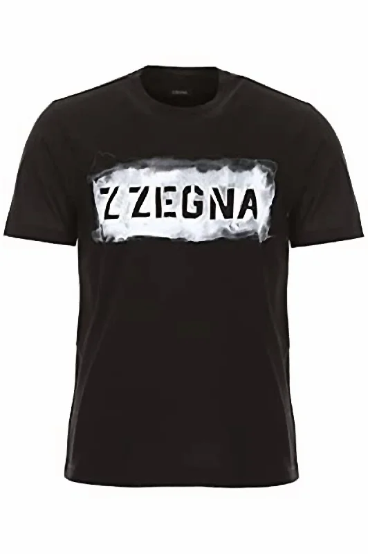 Super Sale Men Graffiti Logo Regular Fit Short Sleeve Crew Neck T-Shirt In Black