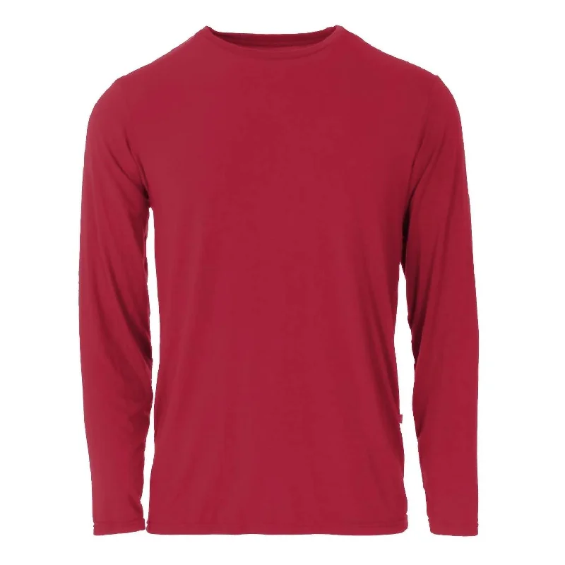 Unmissable Offer Men's Basic Long Sleeve Tee In Crimson
