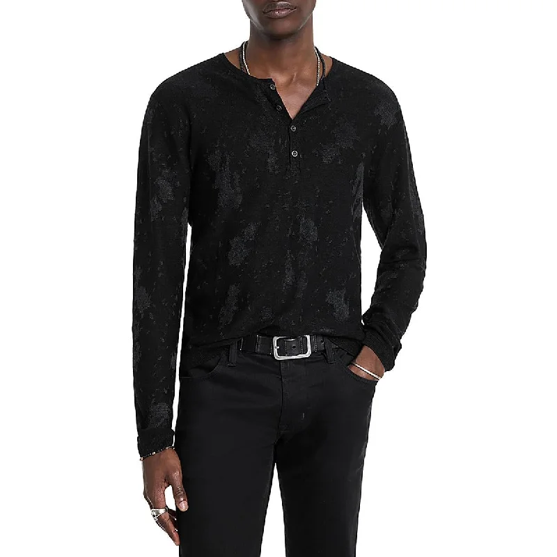 Fantastic Offers Mens Linen Blend Embroidered Henley Shirt