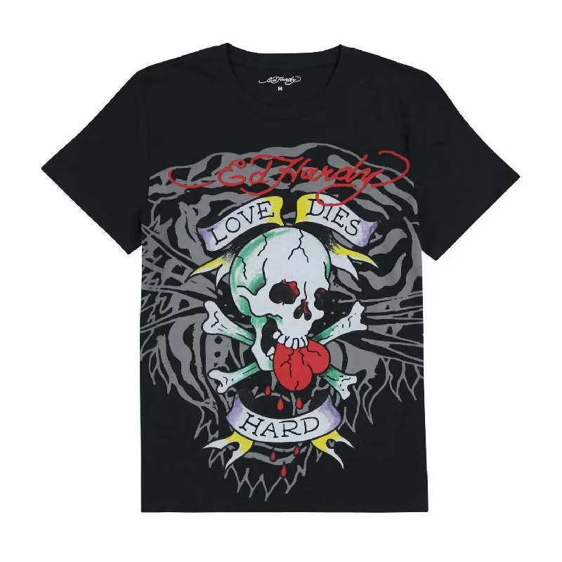 Clearance Sale Men's Love Skull T-Shirt In Faded Black