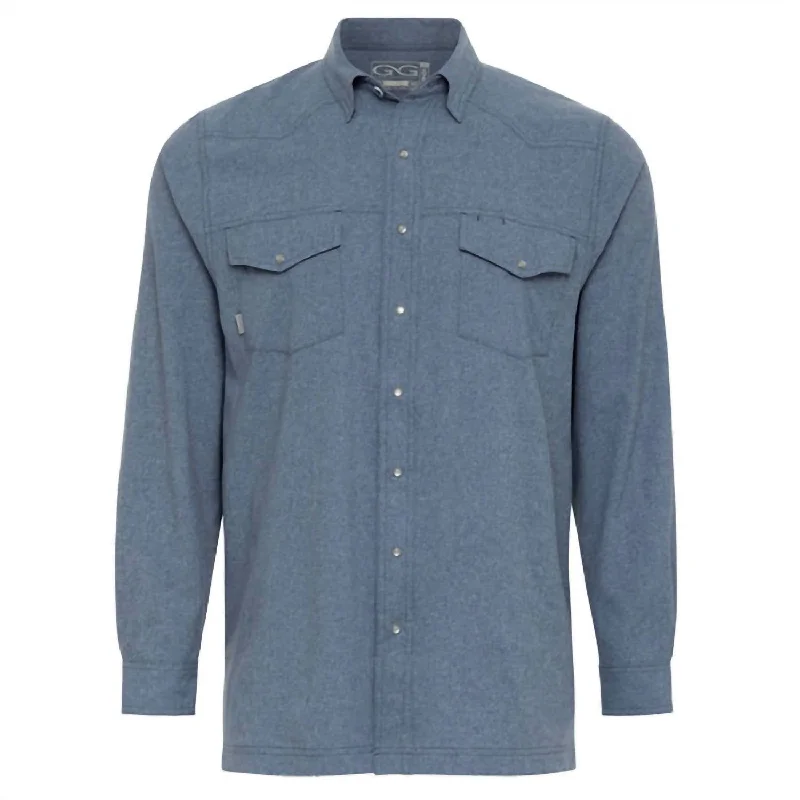 Weekend Offers That Please Men's Pearl Snap Shirt In Deep Water