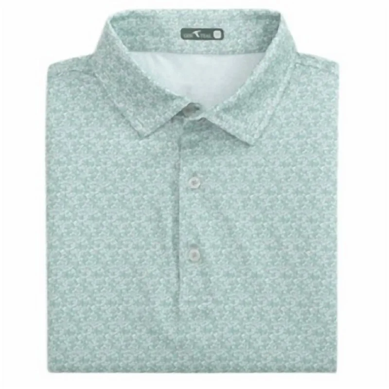 Massive Deals Men's Performance Polo2 In Green Plumeria 3536