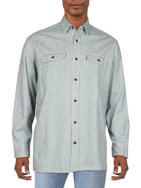 Weekend Specials to Grab Mens Relaxed Fit Striped Button-Down Shirt