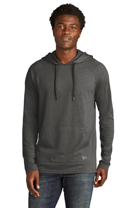 Your Weekend, Your Savings New Era Mens Moisture Wicking Long Sleeve Hooded T-Shirt w/ Pocket - Graphite Grey