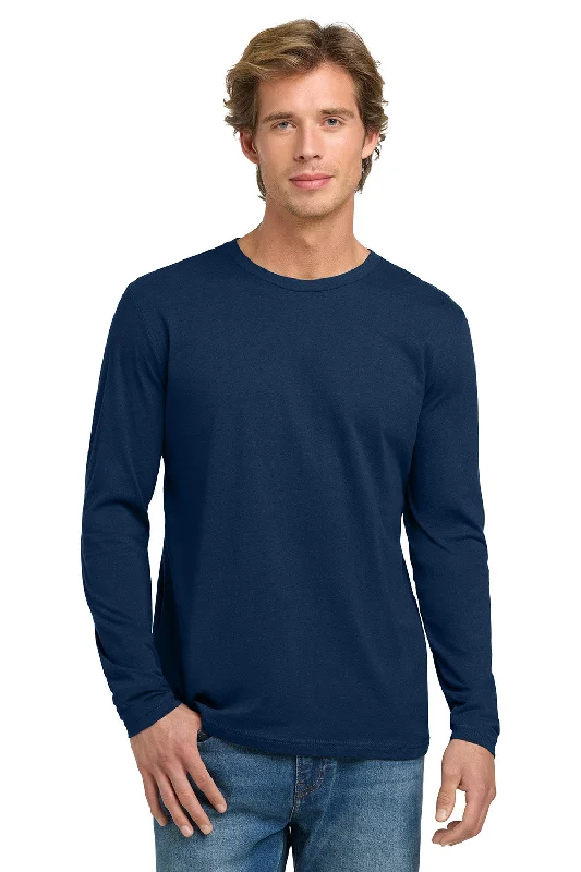 Exclusive Deal Next Level Mens Fine Jersey Long Sleeve Crewneck T-Shirt - Cool Blue