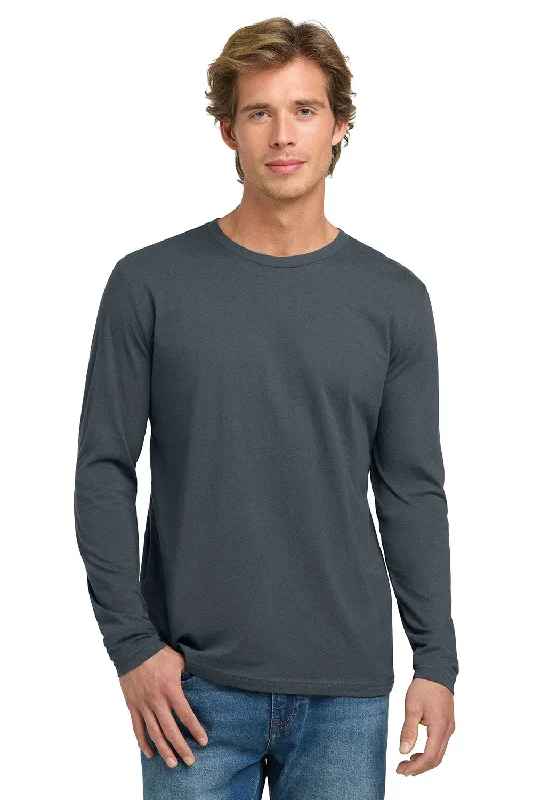 Mega Sale Next Level Mens Fine Jersey Long Sleeve Crewneck T-Shirt - Indigo Blue