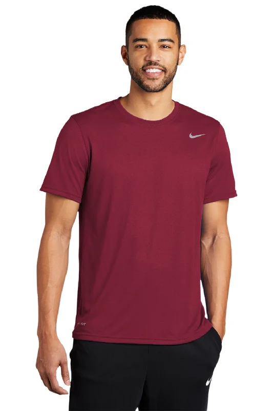 Weekend Deal Nike Mens Legend Dri-Fit Moisture Wicking Short Sleeve Crewneck T-Shirt - Team Maroon