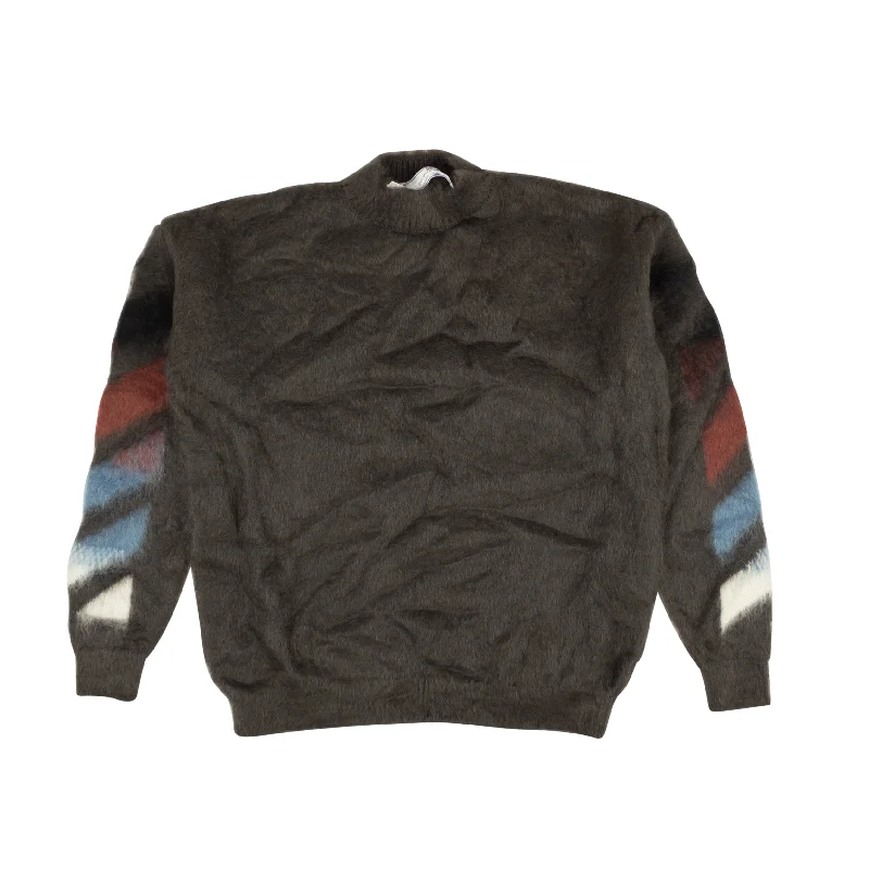 Special Discount Off-White C/O Virgil Abloh Diag Brushed Mohair Crewneck - Gray