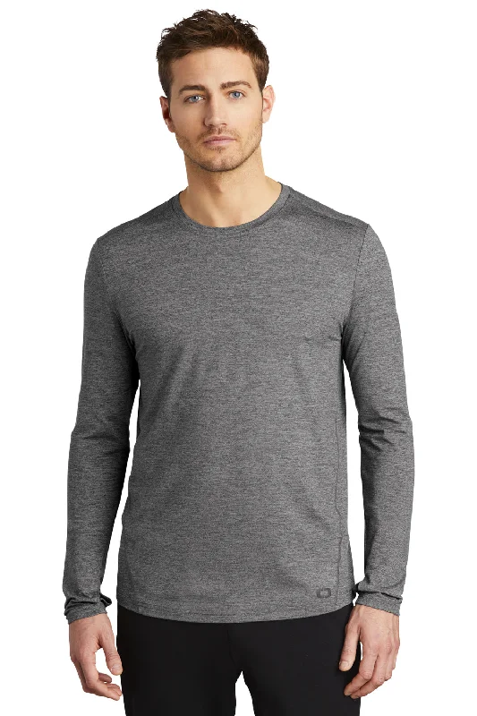 Overstock Clearance Ogio Mens Endurance Force Moisture Wicking Long Sleeve Crewneck T-Shirt - Heather Gear Grey