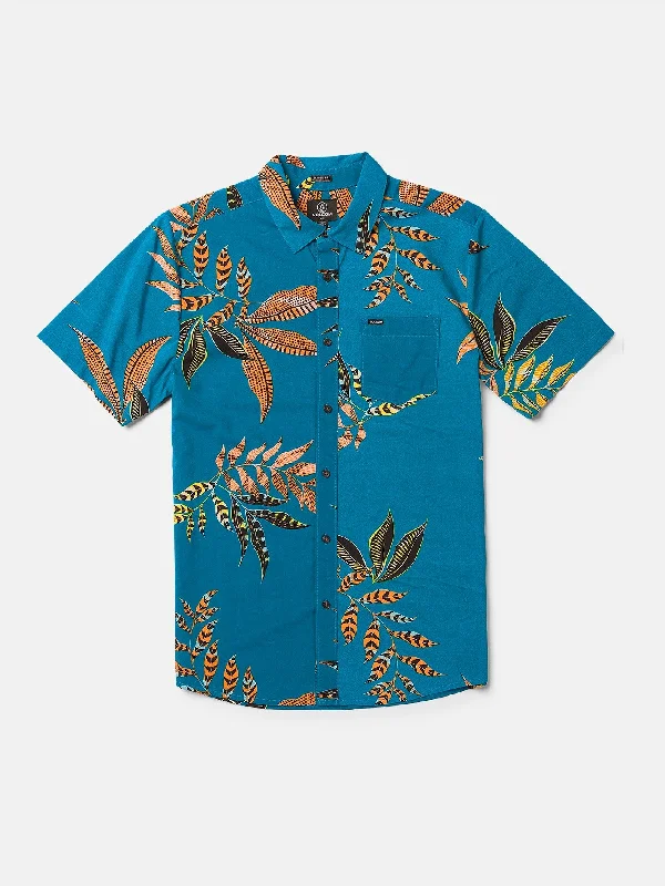 Massive Savings Paradiso Floral Short Sleeve Shirt - Ocean Teal