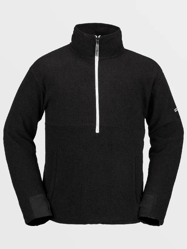 Weekend Savings Extravaganza Mens Polar Fleece Mock 1/2 Zip Pullover - Black