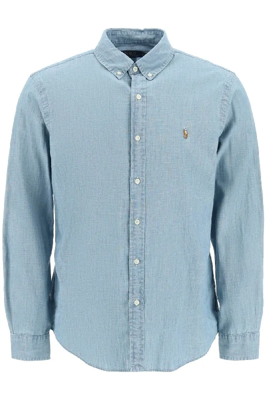 Limited Time Discount Polo Ralph Lauren Men's Slim Fit Shirt In Stone-Washed Chambray