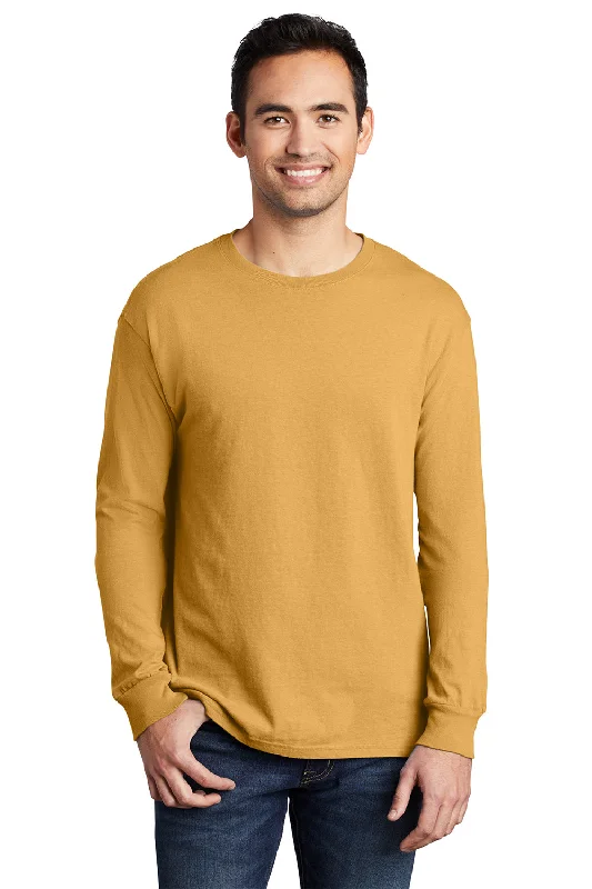 Final Clearance Port & Company Mens Beach Wash Long Sleeve Crewneck T-Shirt - Dijon Yellow Final Clearance Port & Company Mens Beach Wash Long Sleeve Crewneck T-Shirt - Dijon Yellow