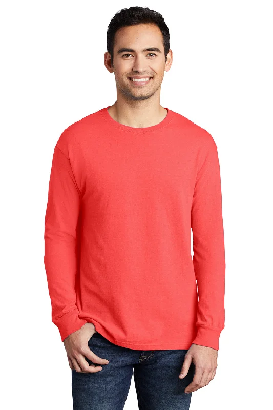 Deal of the Day Port & Company Mens Beach Wash Long Sleeve Crewneck T-Shirt - Poppy Red Deal of the Day Port & Company Mens Beach Wash Long Sleeve Crewneck T-Shirt - Poppy Red